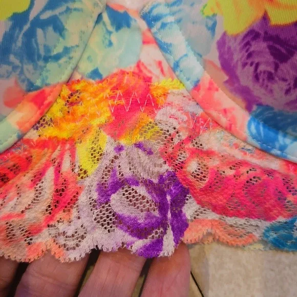 PINK Victoria's Secret Vibrant Floral Multi-Color Bustier - Picture 2 of 9